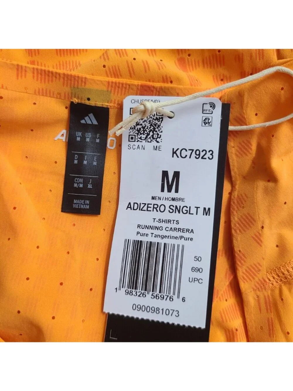 Adidas Adizero Running Singlet KC7923 Size M Orange